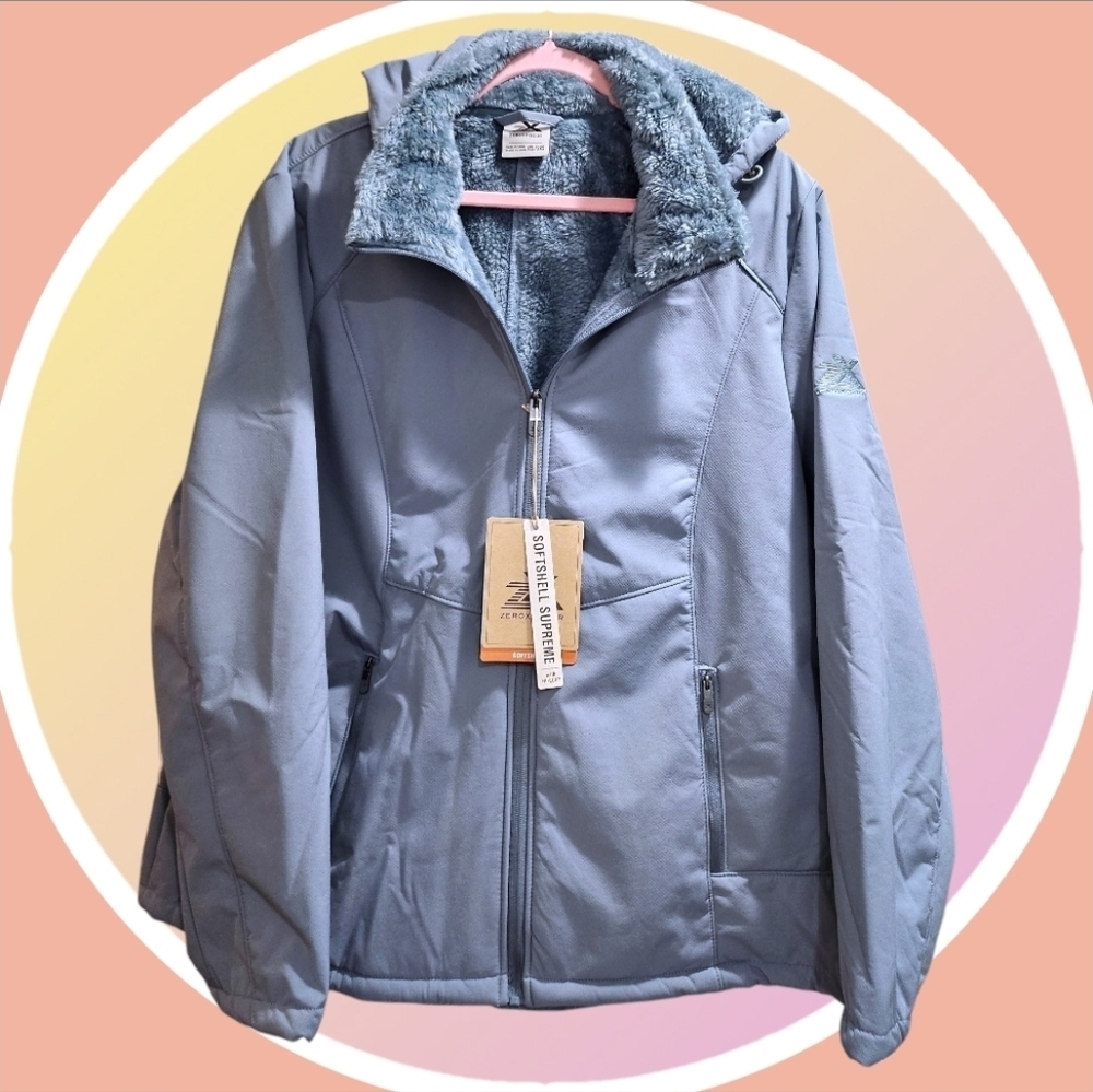 NWT XXL Plush Fleece Lined Water Resistant Jacket Detachable Hood & Zip Pockets - Picture 10 of 11